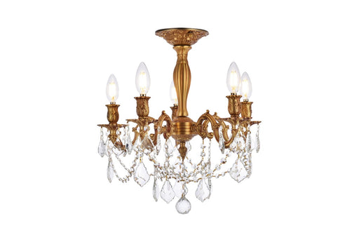 Rosalia 5-Light Flush Mount in French Gold with Clear Royal Cut Crystal