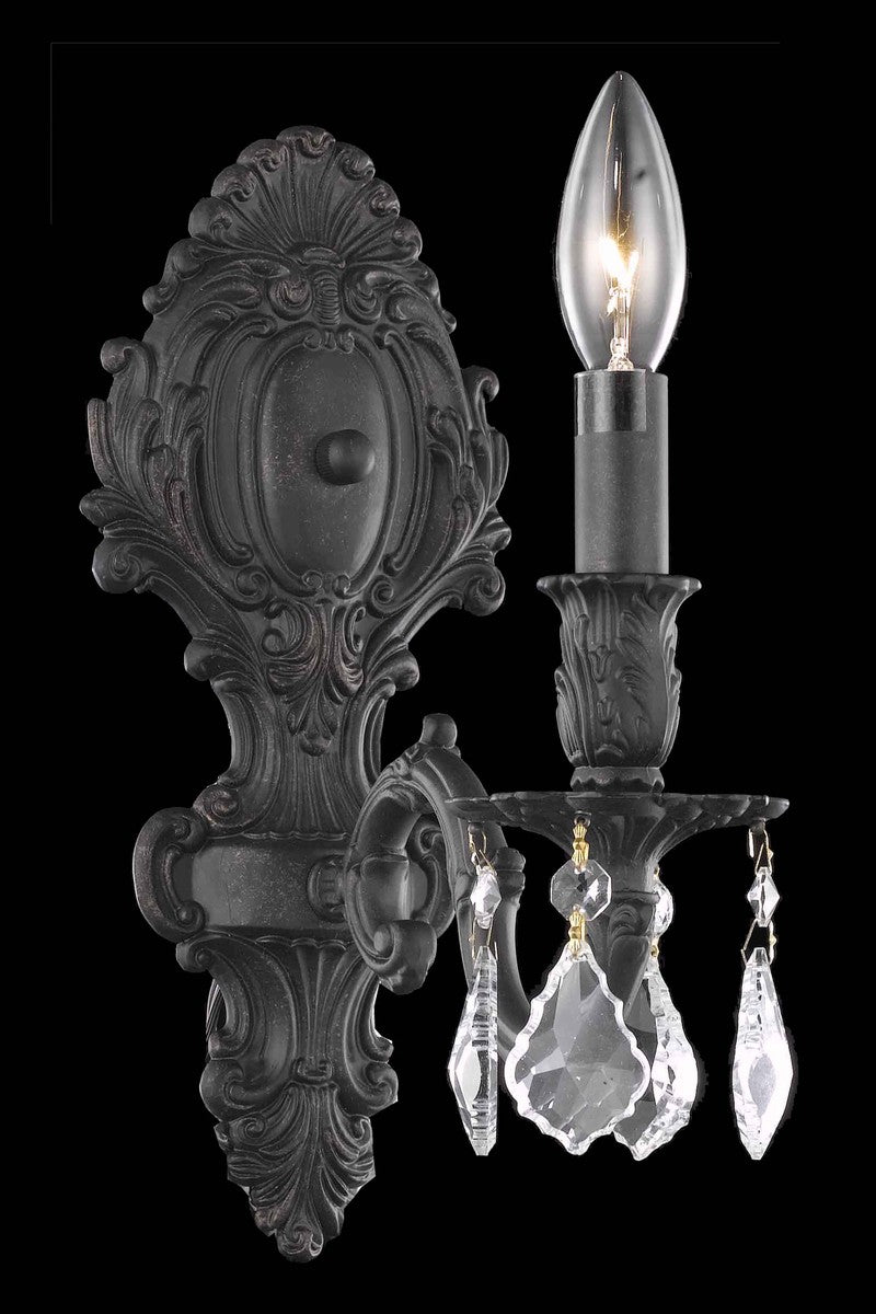 Monarch 1-Light Wall Sconce in Dark Bronze with Clear Royal Cut Crystal