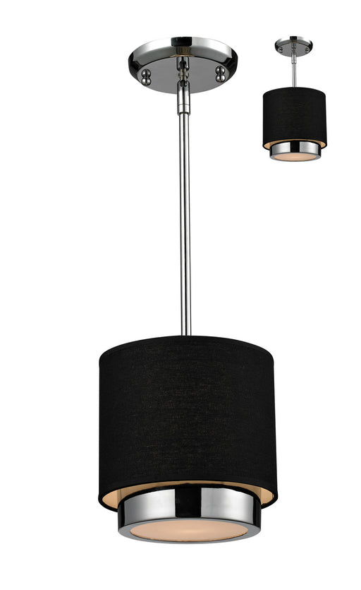 Jade 1 Light Chandelier in Chrome with Black Fabric Shade