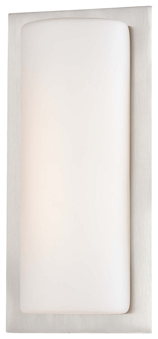 LED Wall Sconce in Brushed Stainless Steel with Etched Opal
