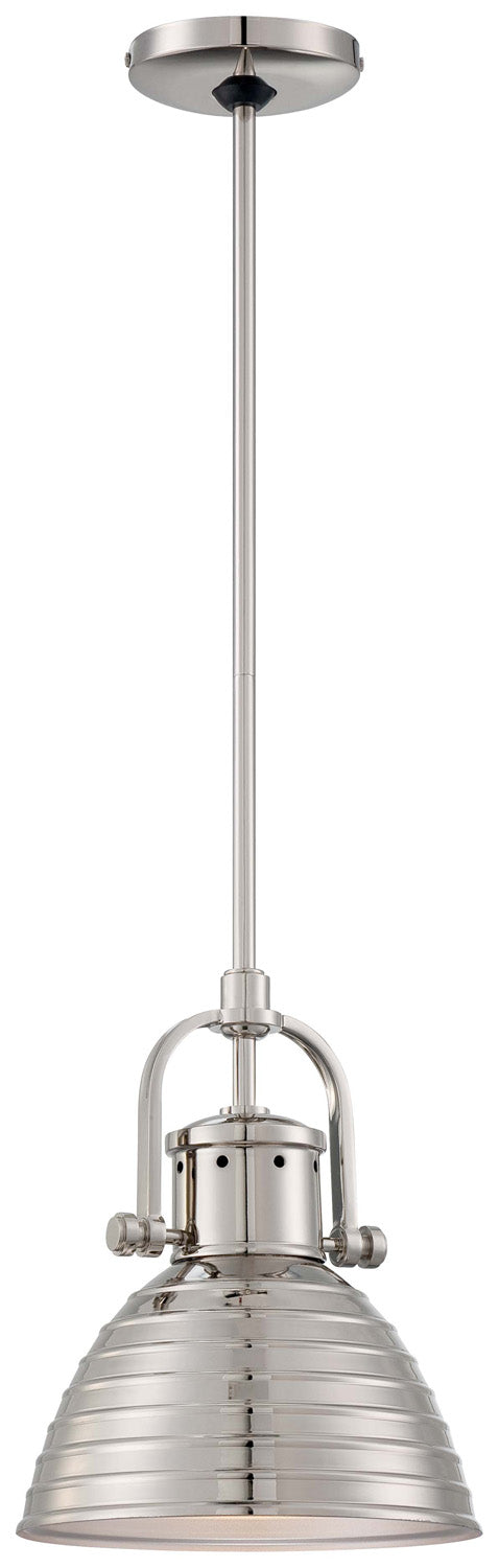 1-Light Mini-Pendant in Polished Nickel with Polished Nickel Shade