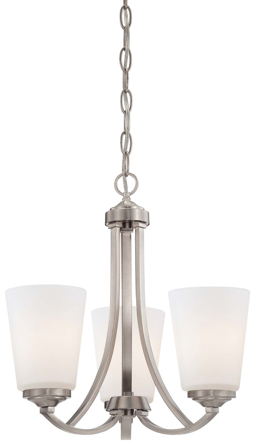 Overland Park 3-Light Mini-Chandelier in Brushed Nickel & Etched Marble Glass