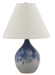 Scatchard 19 Inch Stoneware Accent Lamp in Decorated Gray with Cream Linen Hardback