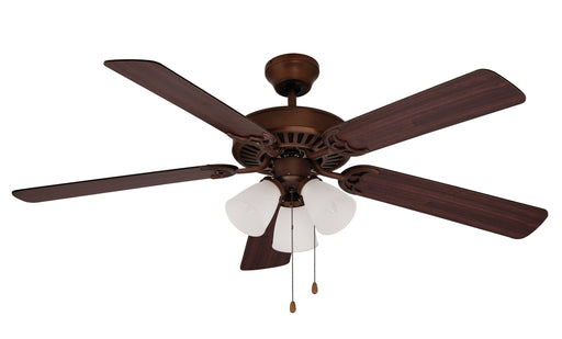 Spottswood 3-Light 52" Ceiling Fan in Rubbed Oil Bronze with White Frosted Glass from Trans Globe Lighting, item number F-1005 ROB