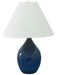 Scatchard 28 Inch Stoneware Table Lamp in Midnight Blue with Cream Linen Hardback