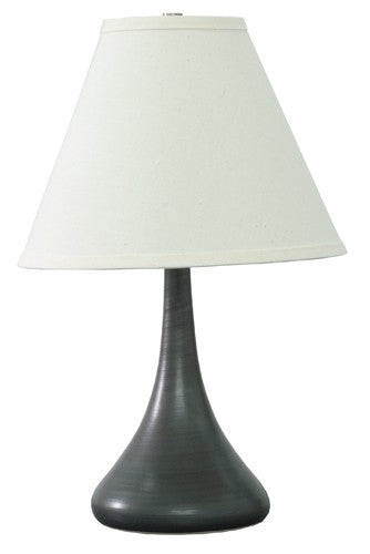 Scatchard 19 Inch Stoneware Table Lamp In Black Matte with Off-White Linen Hardback
