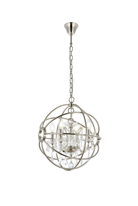 Geneva 4-Light Pendant in Polished Nickel with Clear Royal Cut Crystal