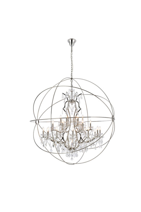 Geneva 25-Light Chandelier in Polished Nickel with Clear Royal Cut Crystal
