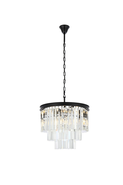 Sydney 9-Light Chandelier in Matte Black with Clear Royal Cut Crystal