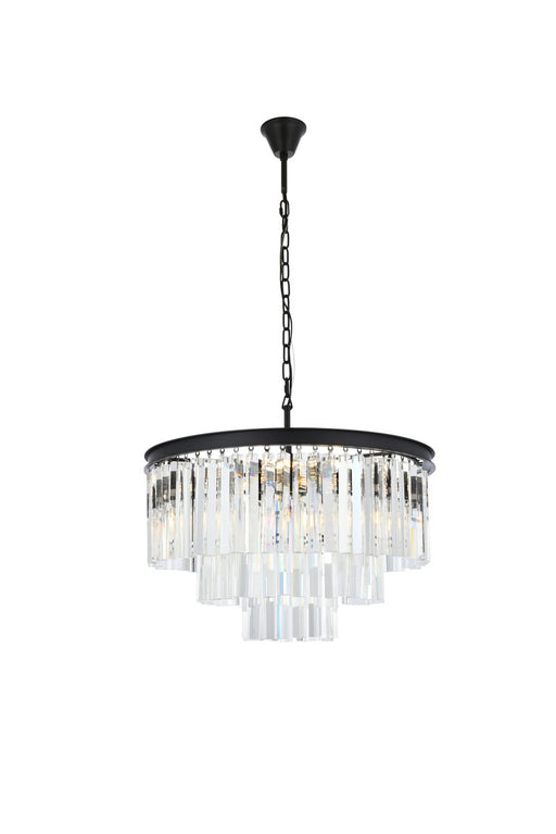 Sydney 9-Light Chandelier in Matte Black with Clear Royal Cut Crystal