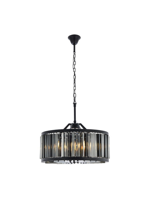 Chelsea 8-Light Chandelier in Matte Black with Silver Shade (Grey) Royal Cut Crystal
