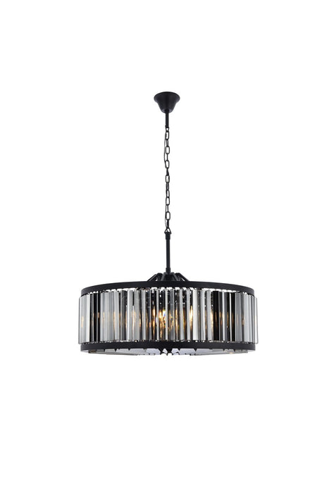 Chelsea 10-Light Chandelier in Matte Black with Silver Shade (Grey) Royal Cut Crystal
