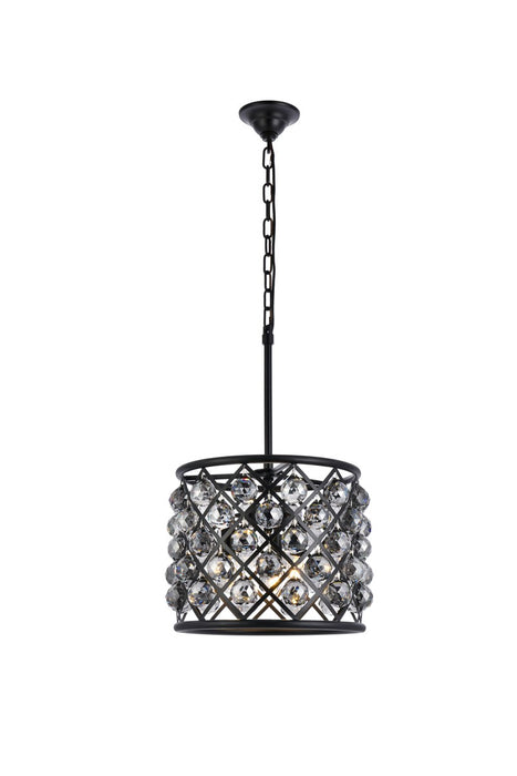 Madison 4-Light Pendant in Matte Black with Silver Shade (Grey) Royal Cut Crystal