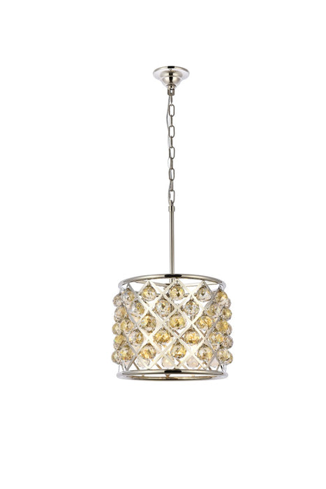 Madison 4-Light Pendant in Polished Nickel with Golden Teak (Smoky) Royal Cut Crystal