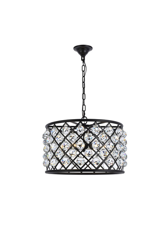 Madison 6-Light Pendant in Matte Black with Clear Royal Cut Crystal