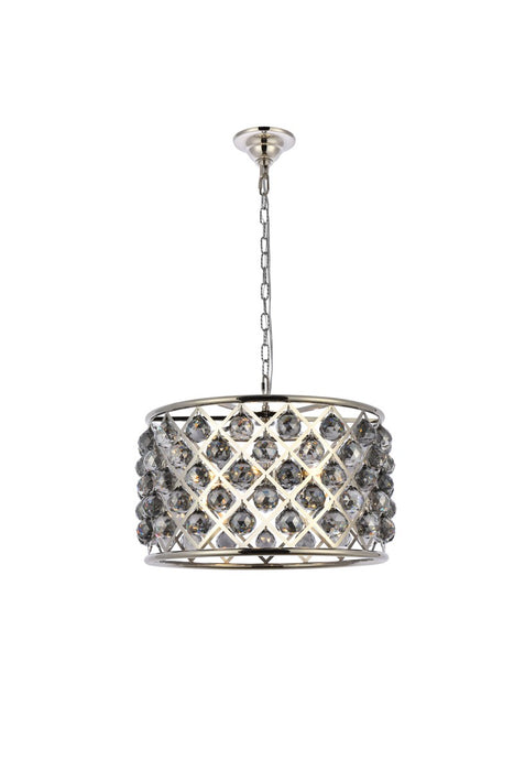 Madison 6-Light Pendant in Polished Nickel with Silver Shade (Grey) Royal Cut Crystal