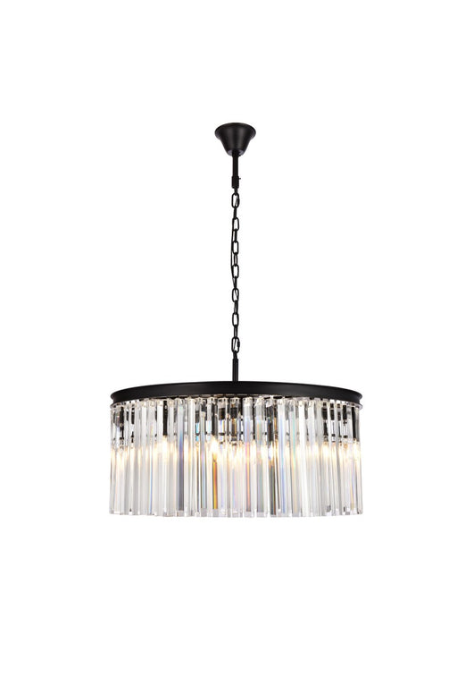 Sydney 8-Light Chandelier in Matte Black with Clear Royal Cut Crystal