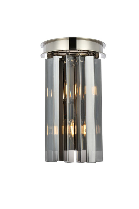 Sydney 2-Light Wall Sconce in Polished Nickel with Silver Shade (Grey) Royal Cut Crystal