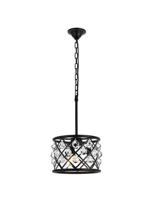 Madison 3-Light Pendant in Matte Black with Clear Royal Cut Crystal