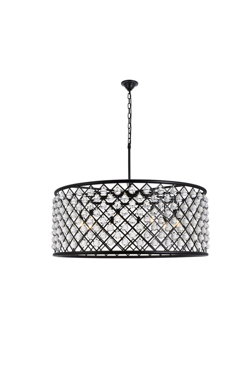 Madison 10-Light Chandelier in Matte Black with Clear Royal Cut Crystal