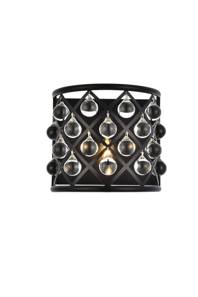 Madison 1-Light Wall Sconce in Matte Black with Clear Royal Cut Crystal
