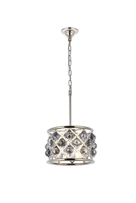 Madison 3-Light Pendant in Polished Nickel with Silver Shade (Grey) Royal Cut Crystal