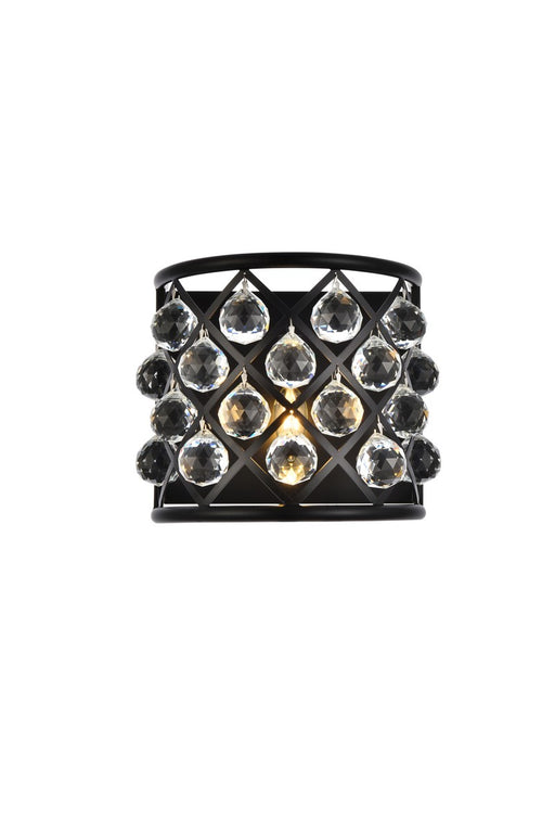 Madison 1-Light Wall Sconce in Matte Black with Clear Royal Cut Crystal