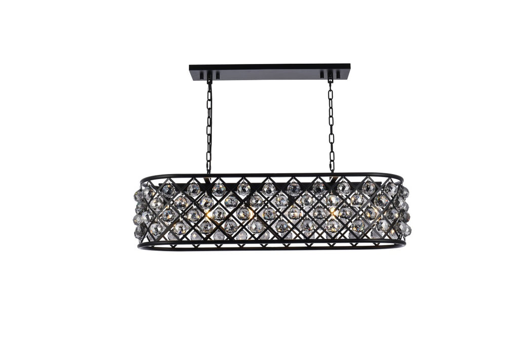 Madison 6-Light Chandelier in Matte Black with Silver Shade (Grey) Royal Cut Crystal