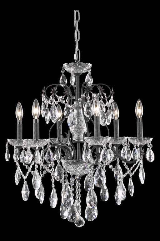 St. Francis 6-Light Chandelier in Dark Bronze with Clear Royal Cut Crystal