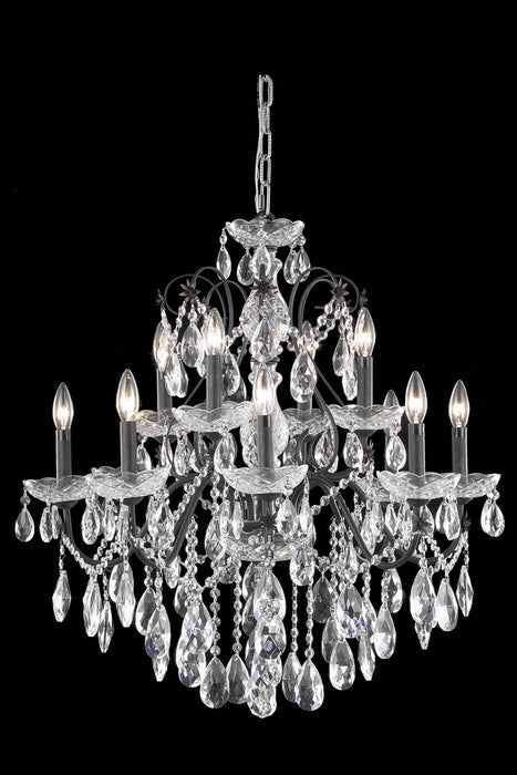 St. Francis 12-Light Chandelier in Dark Bronze with Clear Royal Cut Crystal