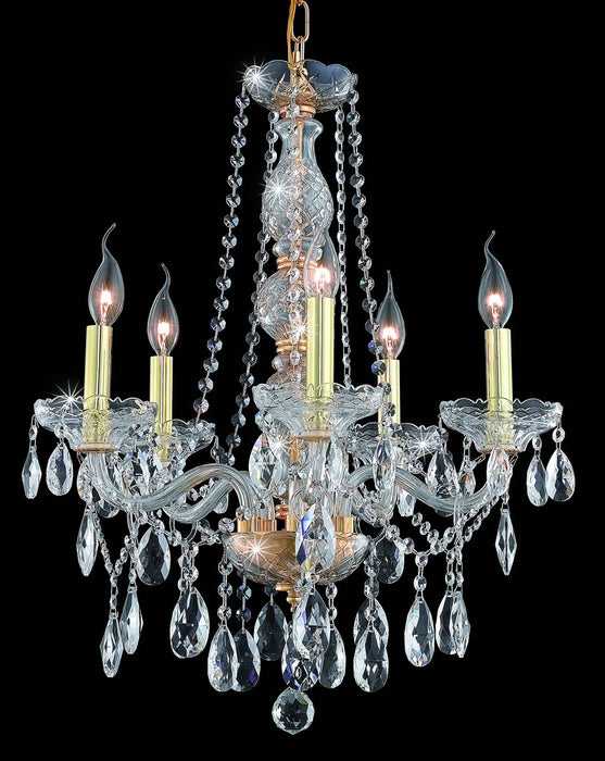 Verona 5-Light Chandelier in Gold with Clear Royal Cut Crystal