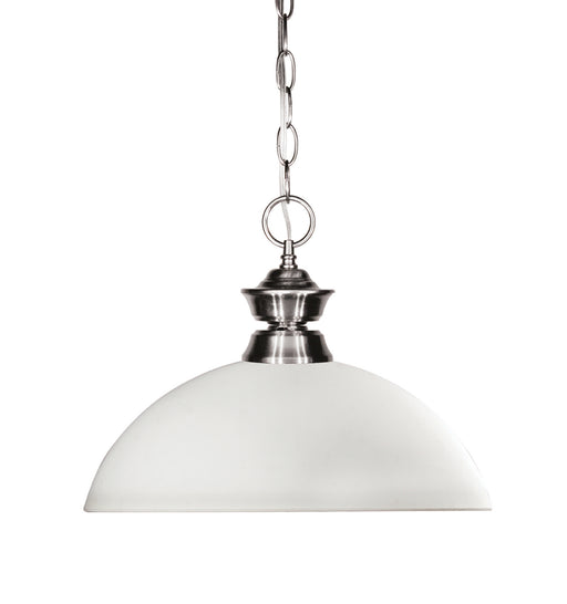 Shark 1 Light Pendant in Brushed Nickel with Matte Opal Glass