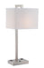 Contento Table Lamp in Polished Steel with White Fabric Shade, Outlet X2Pcs, E27, CFL 23W