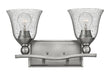 Bolla Two Light Vanity in Brushed Nickel with Clear glass