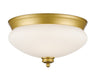 Amon 2 Light Flush Mount in Satin Gold with Matte Opal Glass