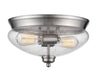 Amon 2 Light Flush Mount in Brushed Nickel with Clear Seedy Glass