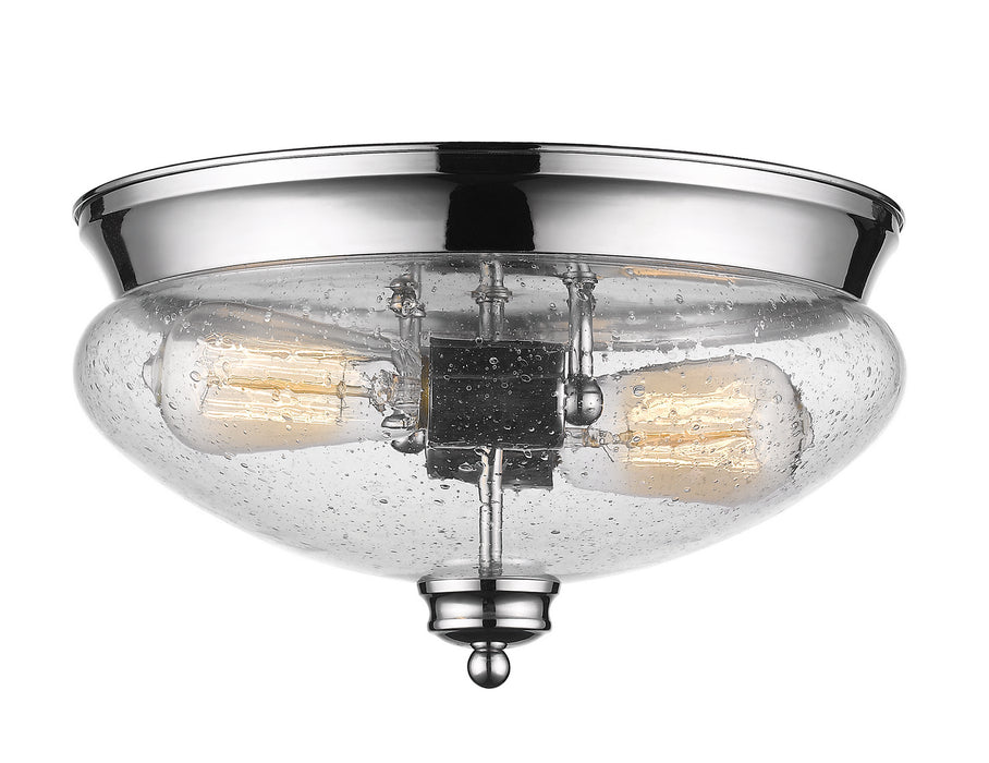 Amon 2 Light Flush Mount in Chrome with Clear Seedy Glass