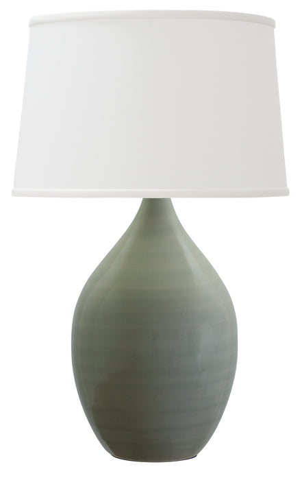 Scatchard 24.5 Inch Stoneware Table Lamp in Celadon with White Linen Hardback