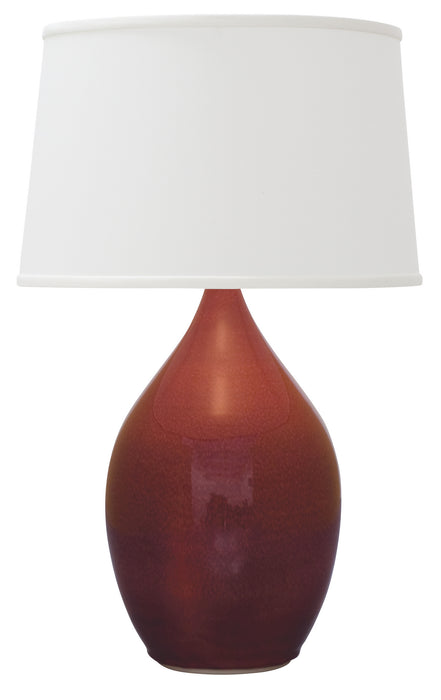 Scatchard 24.5 Inch Stoneware Table Lamp in Crimson Red with White Linen Hardback