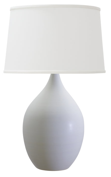 Scatchard 24.5 Inch Stoneware Table Lamp in White Matte with White Linen Hardback