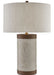 Baptiste 1 Light Table Lamp in Ivory & Brown & Brushed Brass with Natural Linen Shade