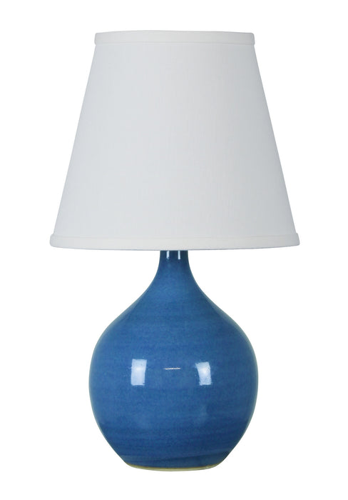 Scatchard 13.5 Inch Mini Accent Lamp in Cornflower Blue with White Linen Hardback