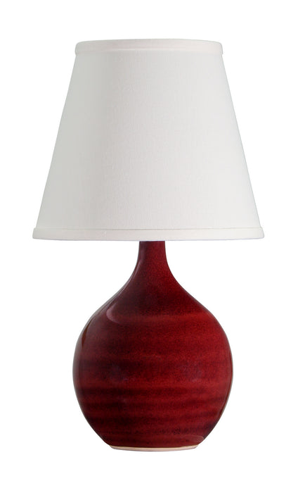 Scatchard 13.5 Inch Mini Accent Lamp in Copper Red with White Linen Hardback