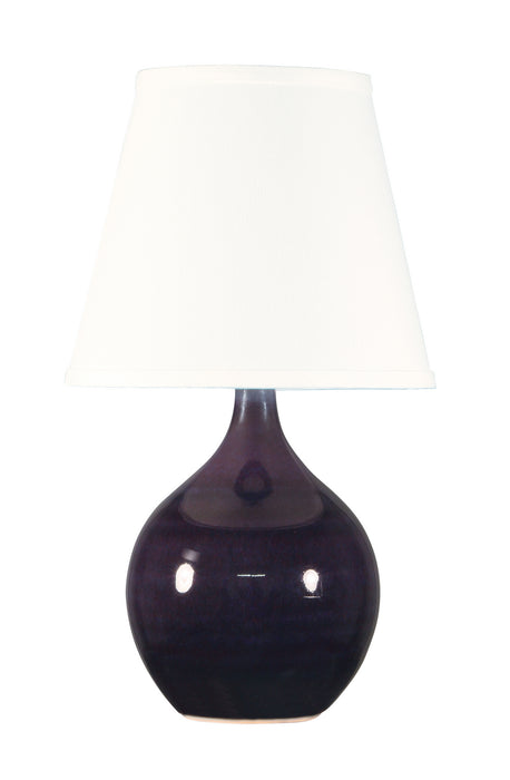 Scatchard 13.5 Inch Mini Accent Lamp in Eggplant with White Linen Hardback