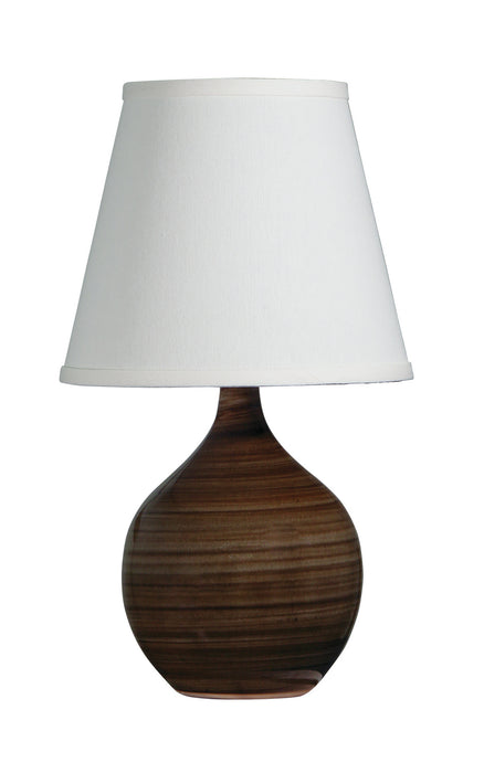 Scatchard 13.5 Inch Mini Accent Lamp in Tigers Eye with White Linen Hardback