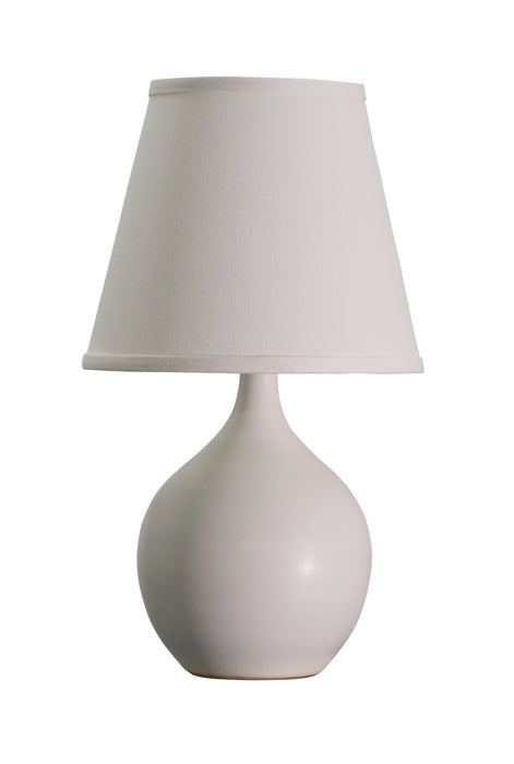 Scatchard 13.5 Inch Mini Accent Lamp in White Matte with White Linen Hardback