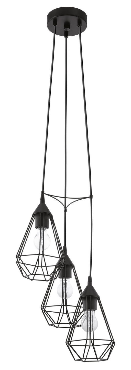 Tarbes 3x100W Multi Light Cage Staircase Pendant With Matte Black Finish