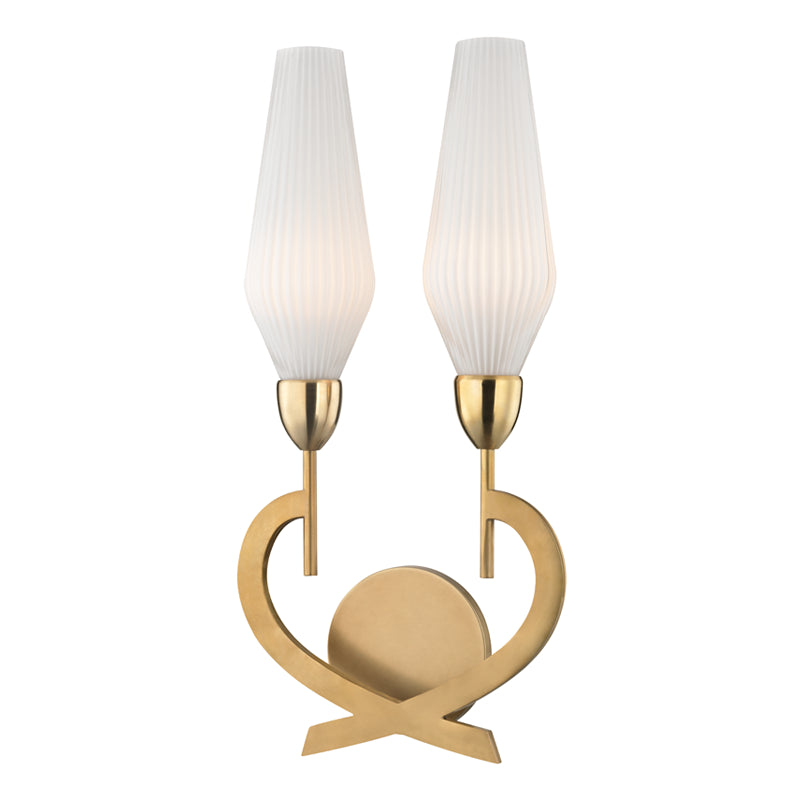 Downing 2 Light Wall Sconce in Aged Brass - Lamps Expo