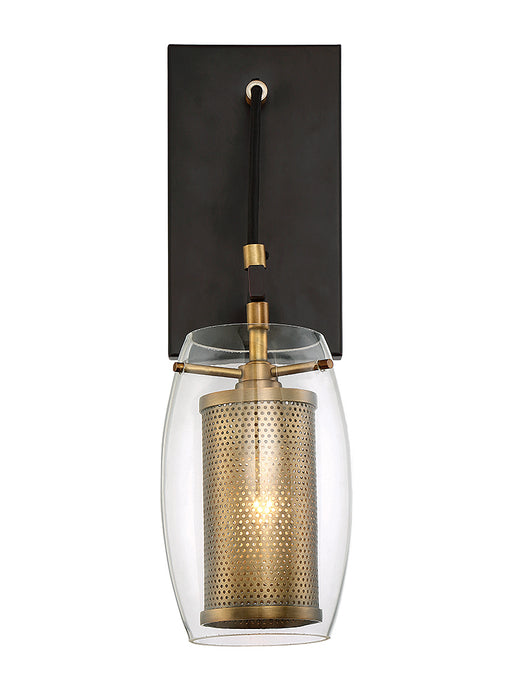 Dunbar 1-Light Sconce in Warm Brass with Bronze accents