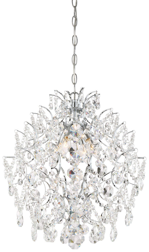 Isabella's Crown 4-Light Chandelier in Chrome & Clear Crystal Strings M Accents - Lamps Expo